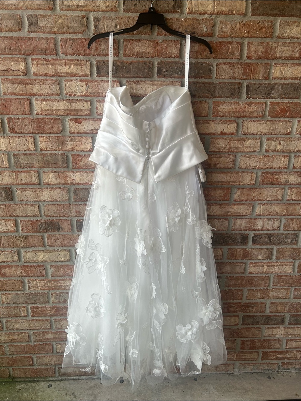 Azazie Jovette White Floral Tulle Dress - Picture 4 of 8